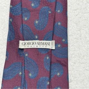 Vintage Giorgio‎ Armani Red Blue Paisley Tie Cravatte 100% Silk Italy Designer